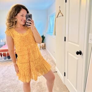 SALONI Yellow Cotton Silk Jungle Animal Print Mini Dress 2